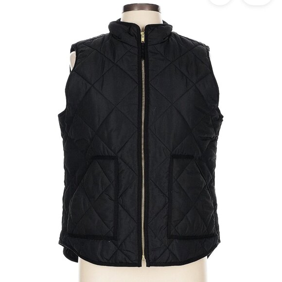 J.Crew Black Quilted Barn Vest with Gold Accents - Picture 1 of 7